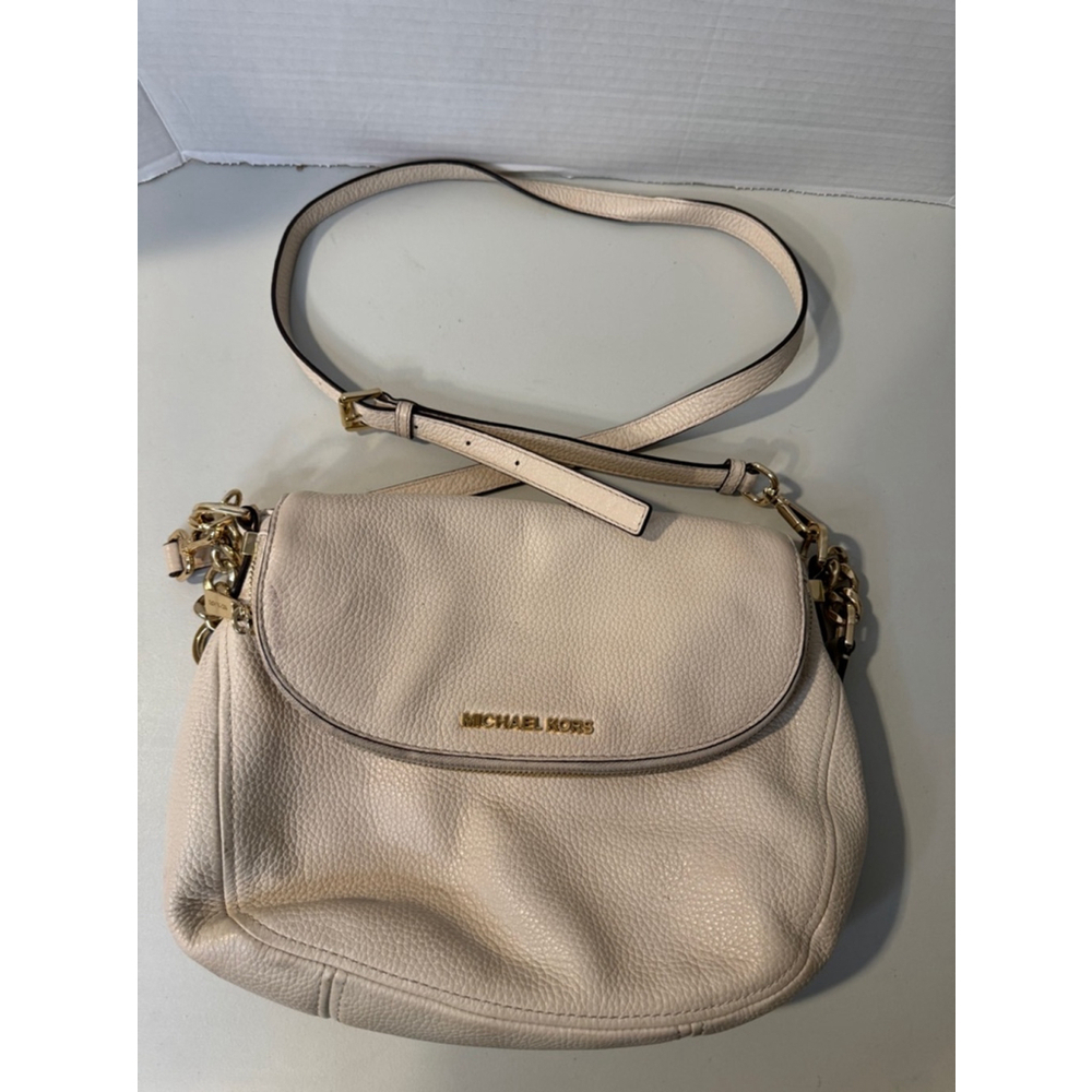 Michael Kors Bedford Medium Tassle Convertible Offwhite Shoulder Leather Bag - Picture 1 of 14